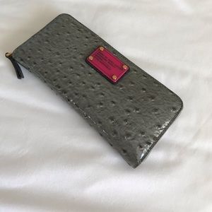 Marc by Marc Jacobs Gray Ostrich Zipper Wallet